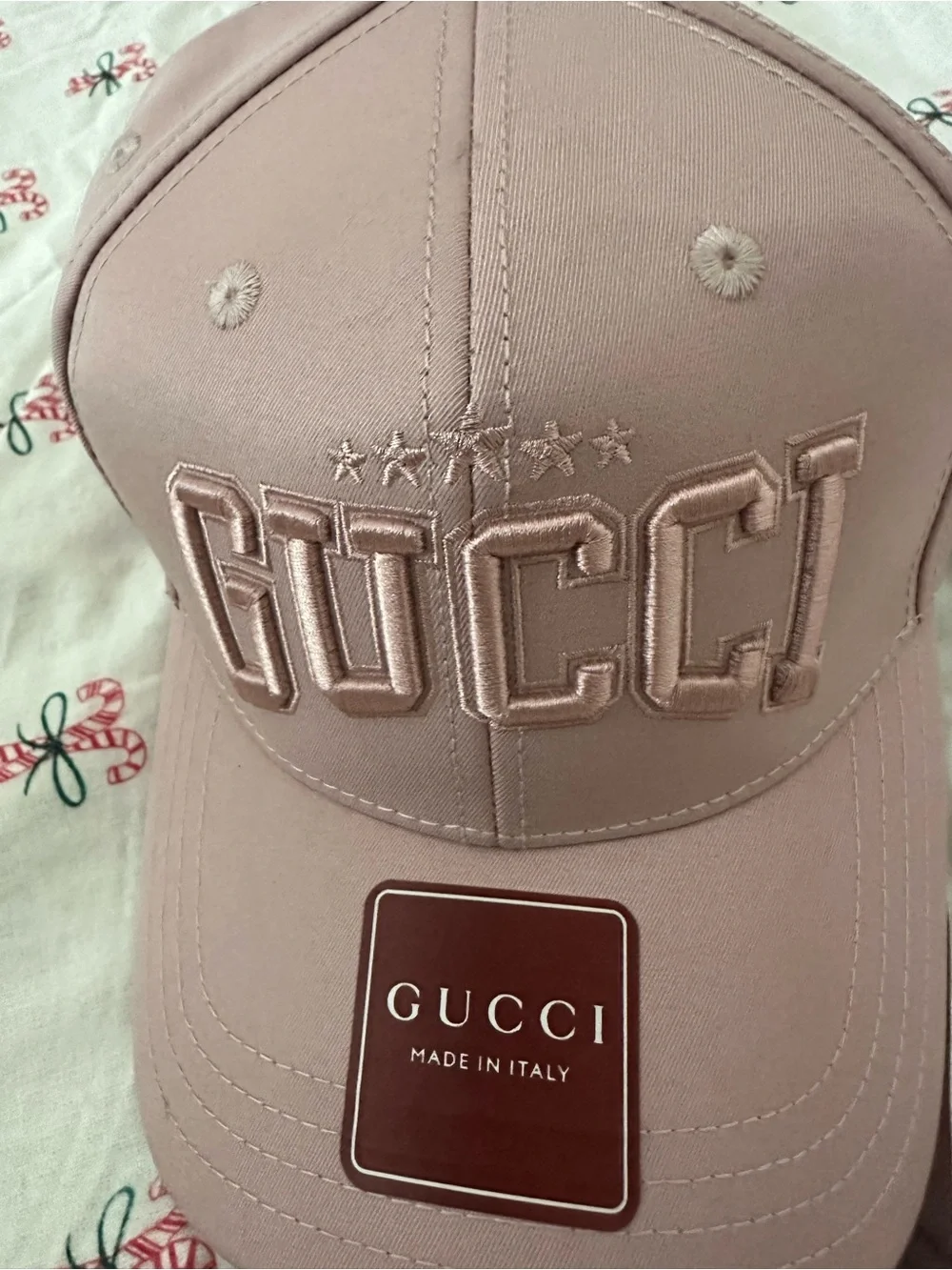 Gucci Pink Embroidered Logo Baseball Cap